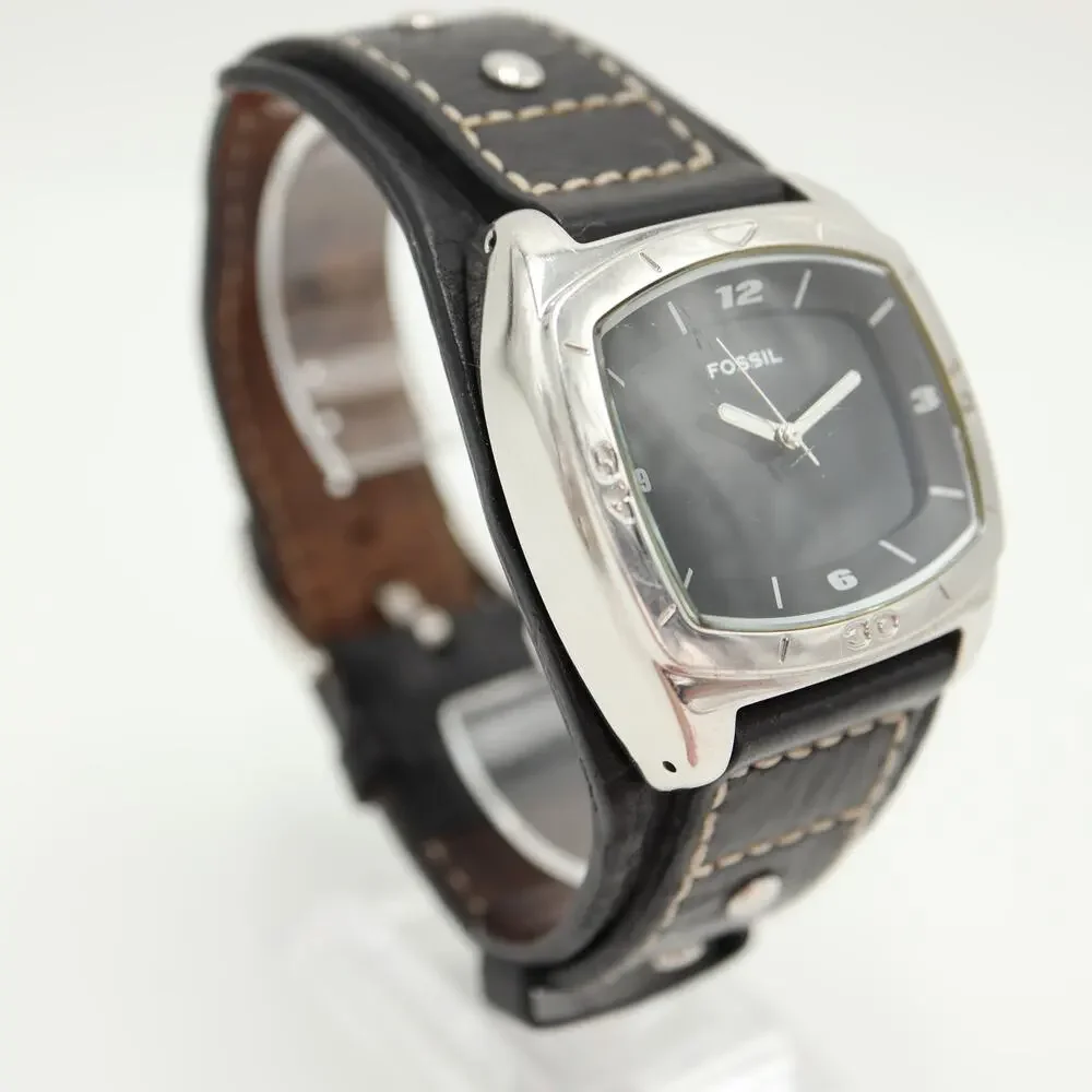Fossil Kaleido Mens Red Orange Color Change 41mm Watch Black Leather New Battery